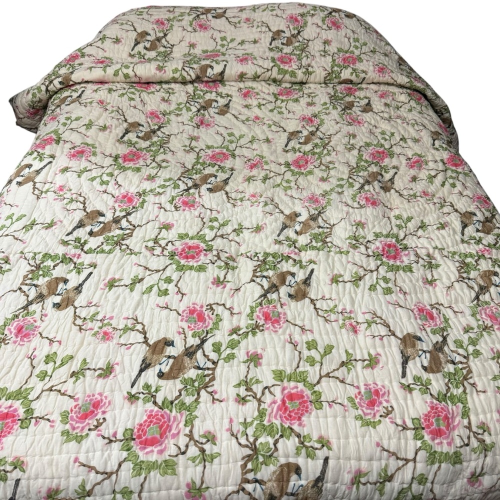 Erica Tanov Lovebird Cotton Hand Stitched Quilt King Size